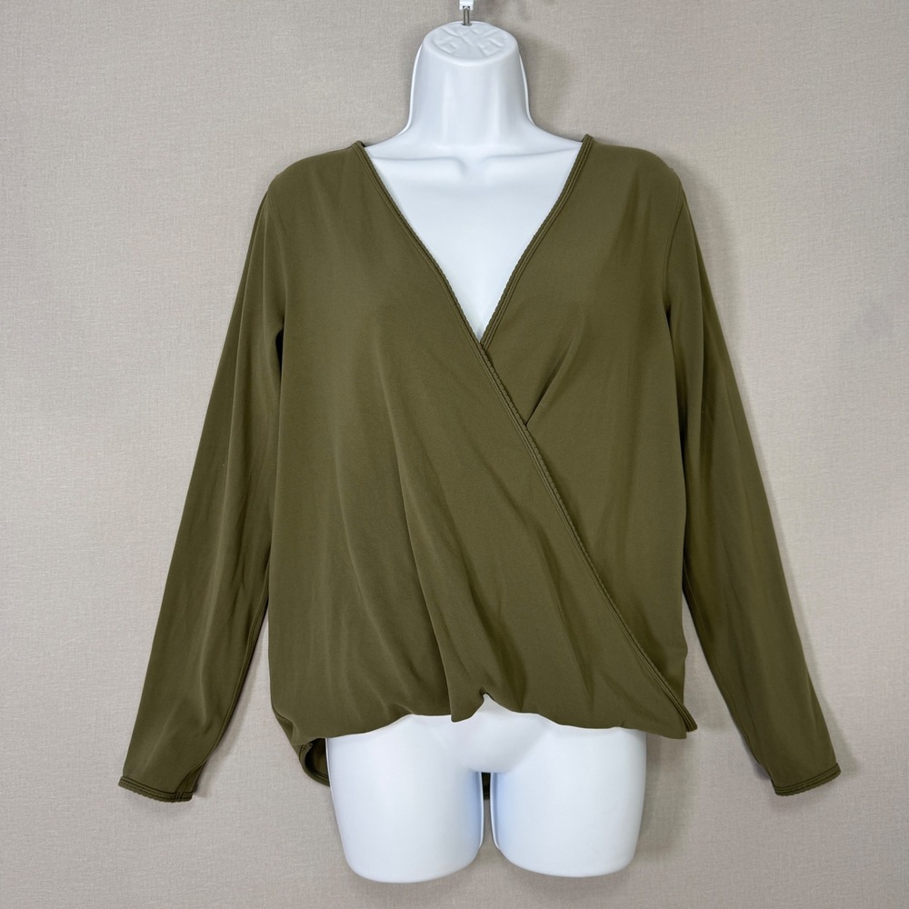 Lululemon Full Freedom Top Womens 8 Green Faux Wrap Yoga Pilates Athleisure